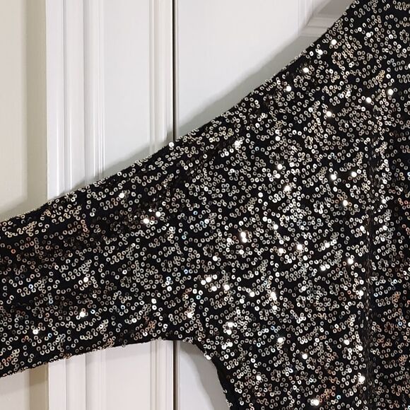 INC International Concepts Sequined Dolman Sleeve Blouse Top Size M - Picture 2 of 7